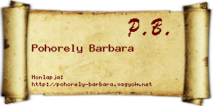 Pohorely Barbara névjegykártya